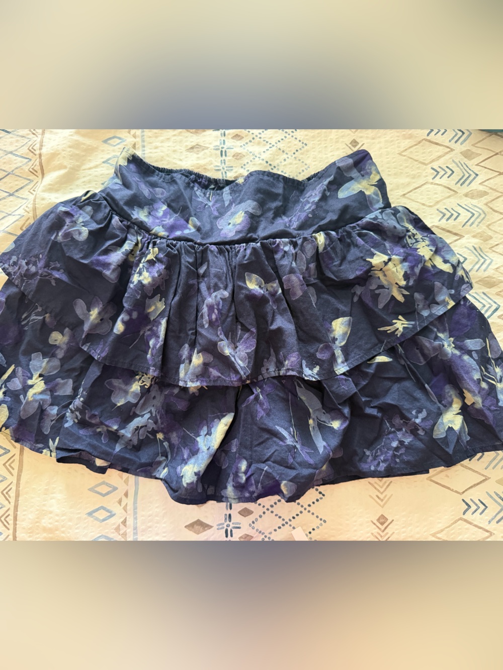 GAP Navy Blue Floral Ruffle Skater Skirt